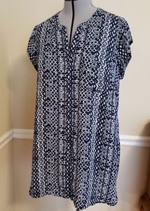 Tunic length button front shirt